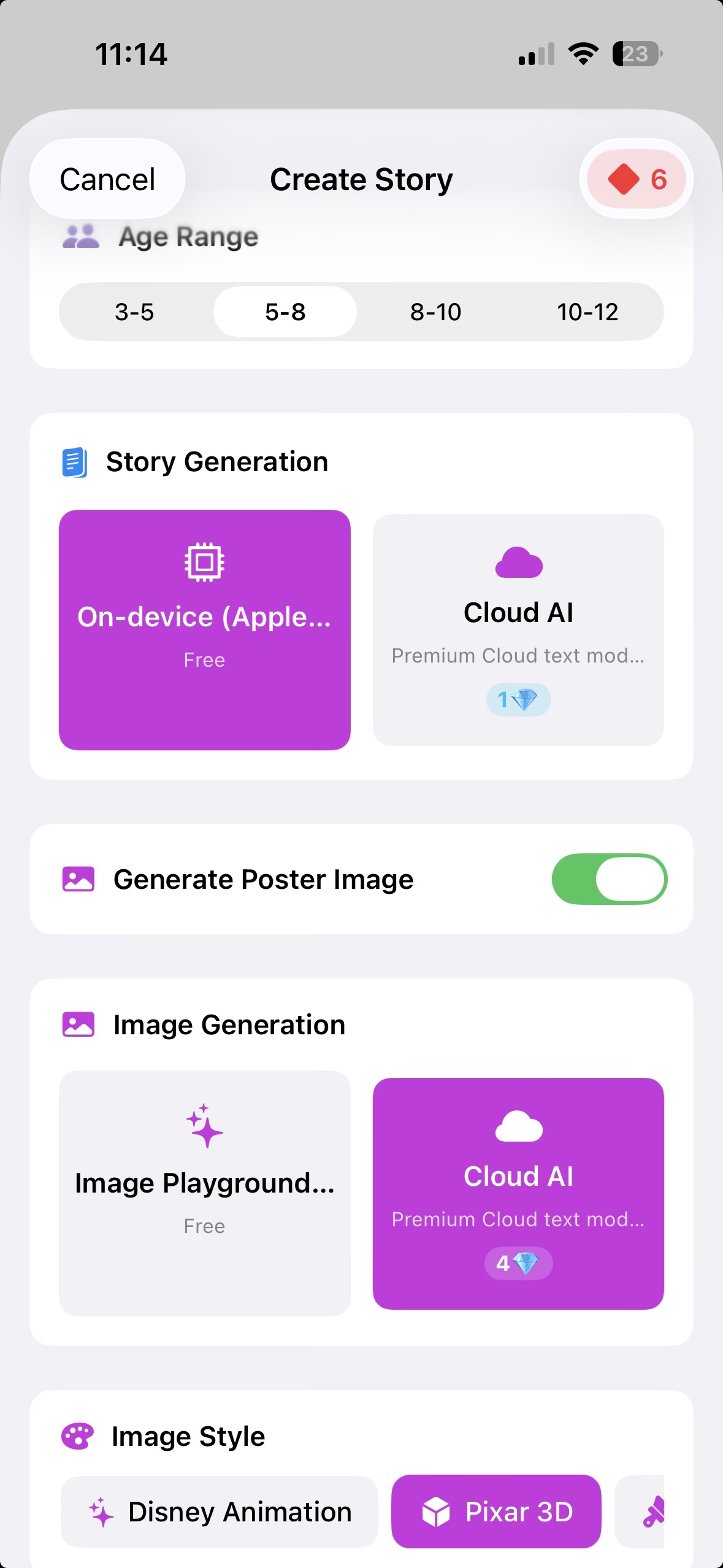 Stowly age-appropriate story creation with customizable reading levels for ages 3 to 12